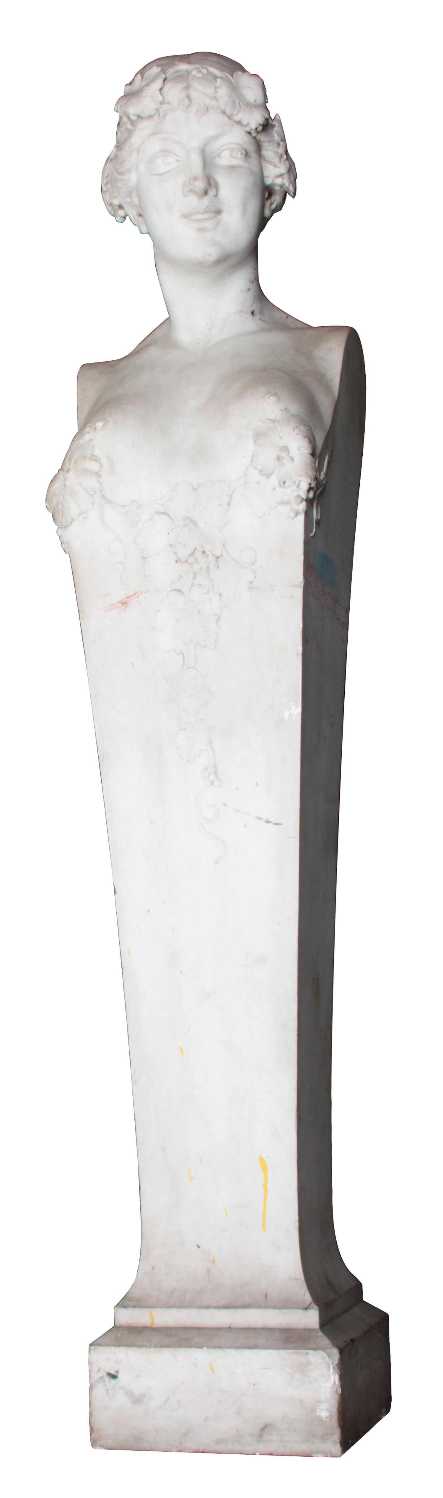 Two Italian Carved Marble Garden Herms Height of taller 74 inches. — 19TH CENTURY