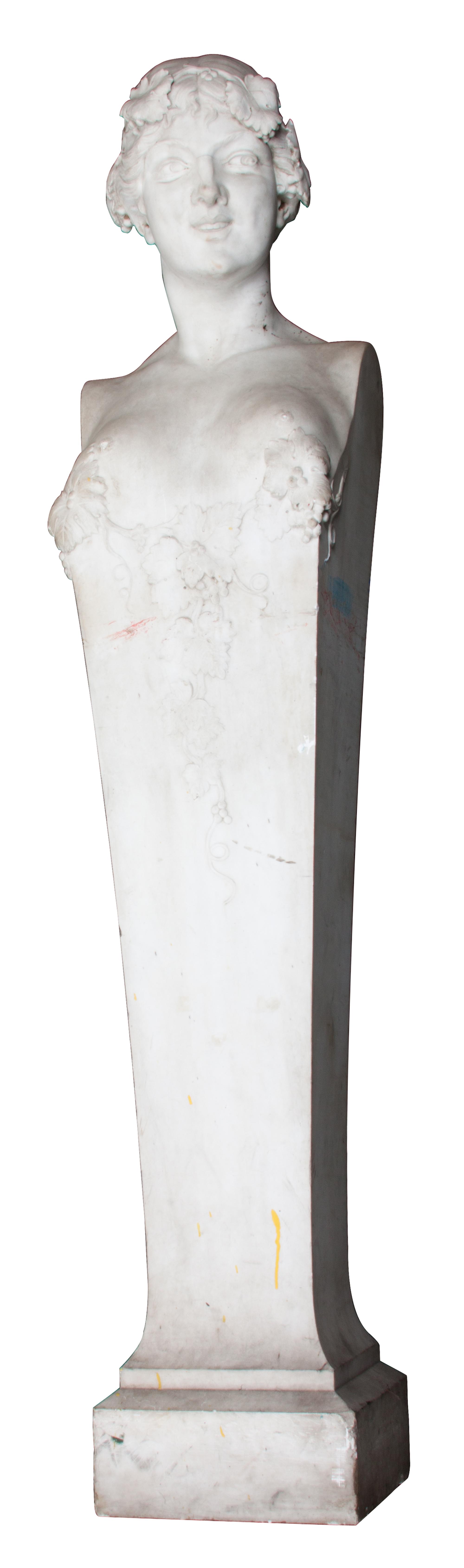Two Italian Carved Marble Garden Herms Height of taller 74 inches. — 19TH CENTURY