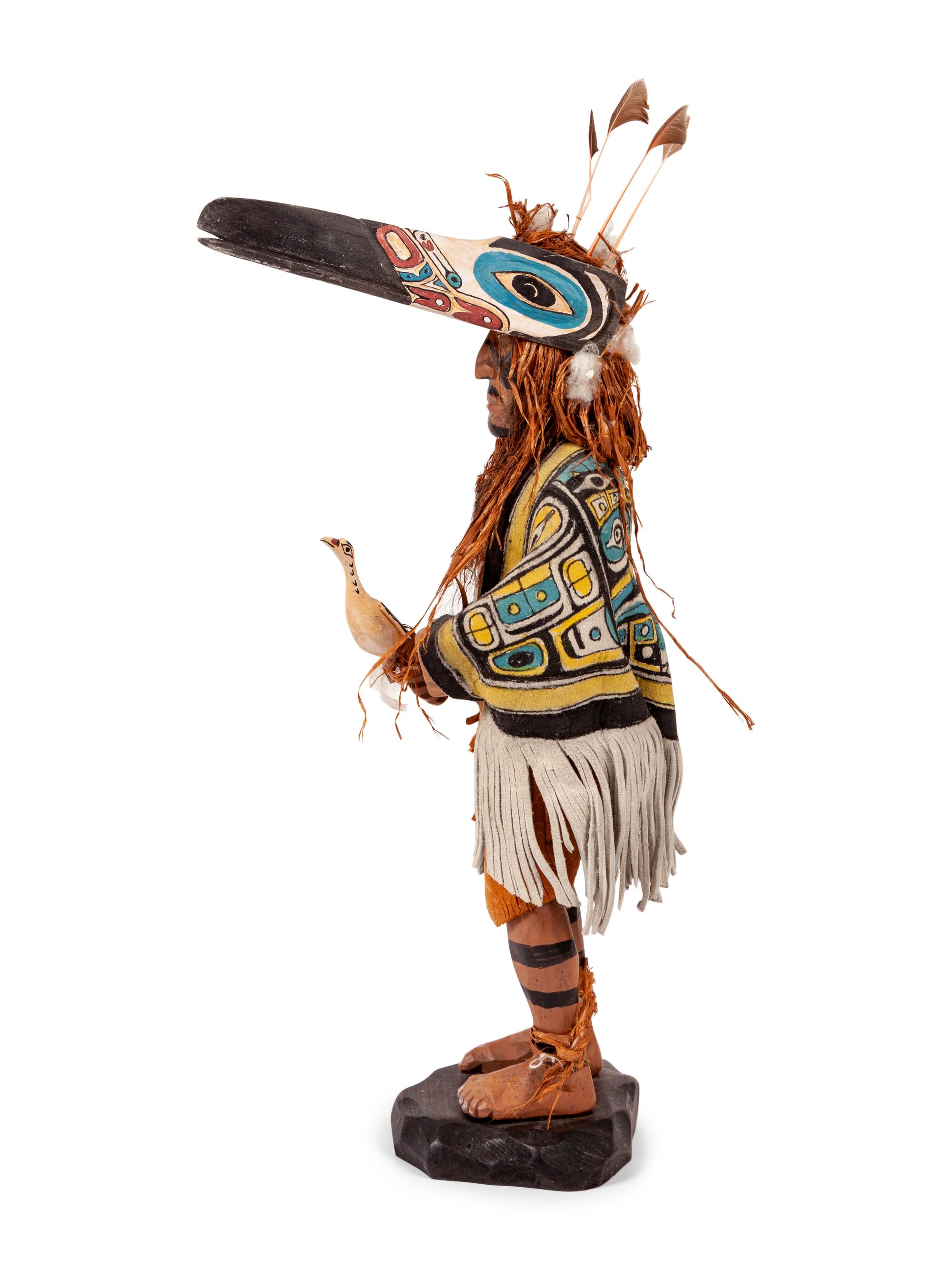 Carved Marionette of a Chief and Sculpture of a Shaman
