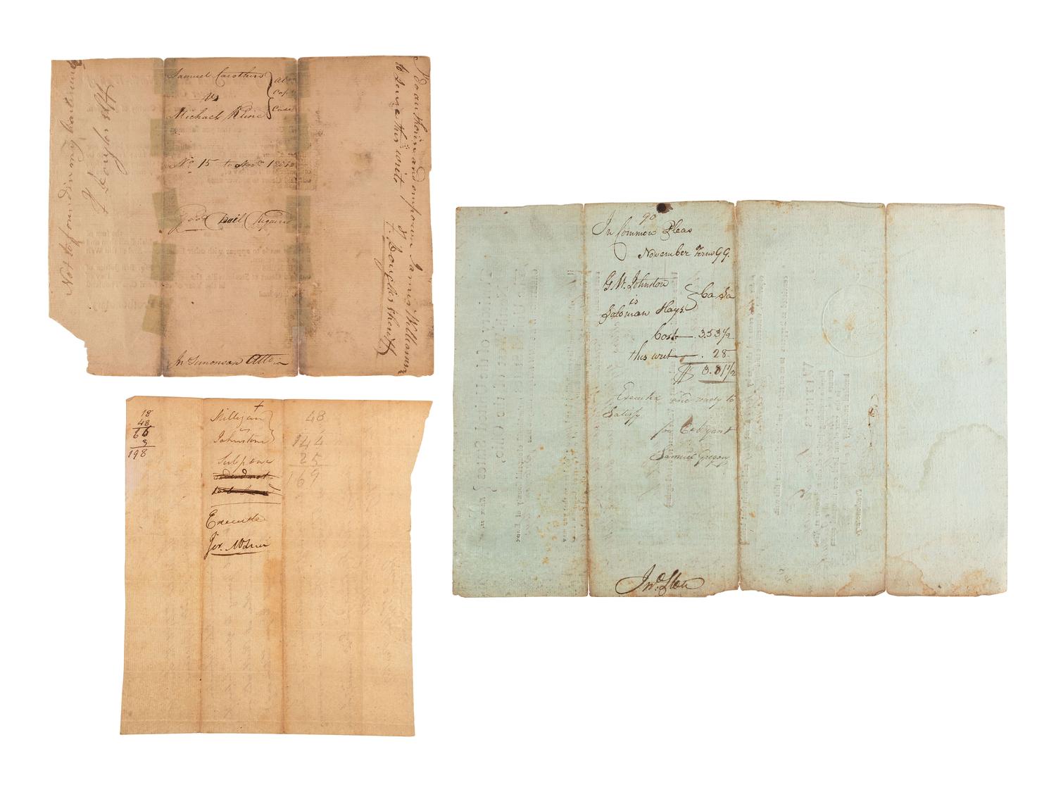[NORTHWEST TERRITORY]. A group of 3 documents related to legal proceedings in the Northwest Territory, comprising: