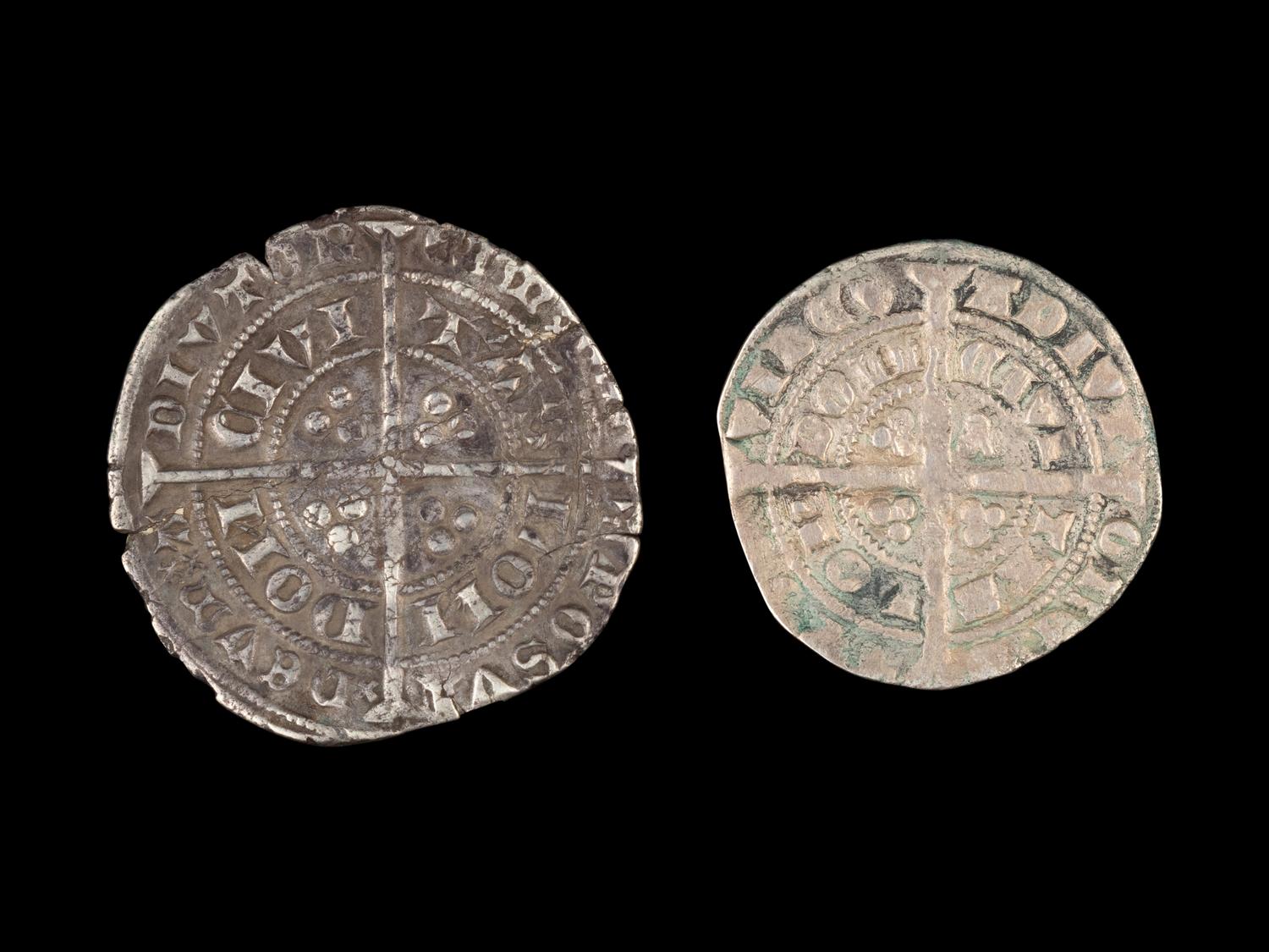 [GREAT BRITAIN] Edward III Groat & Half-Groat ND (1327-1377); two coins