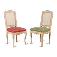 A Set of Ten French Provincial Style White-Painted Dining Chairs