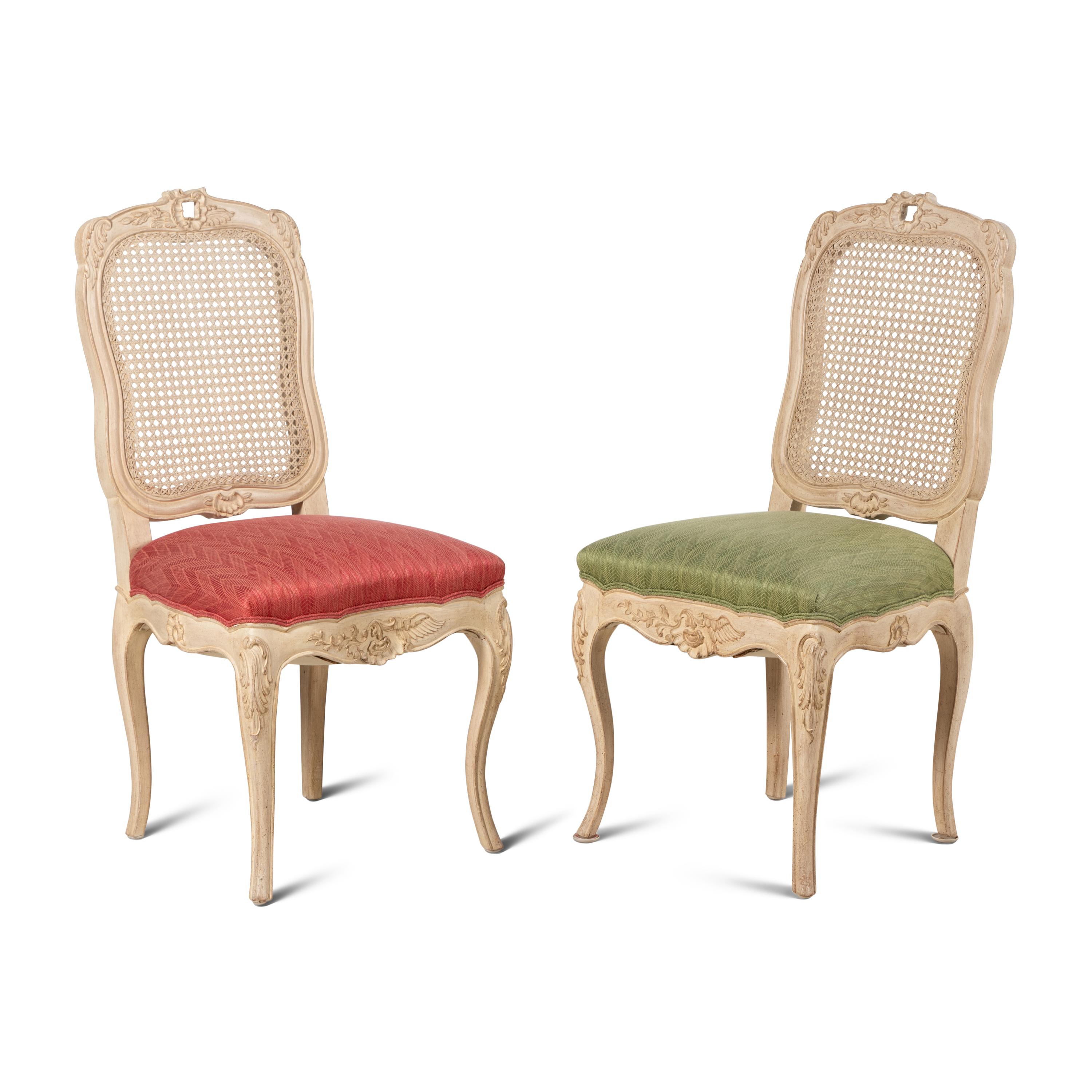 A Set of Ten French Provincial Style White-Painted Dining Chairs