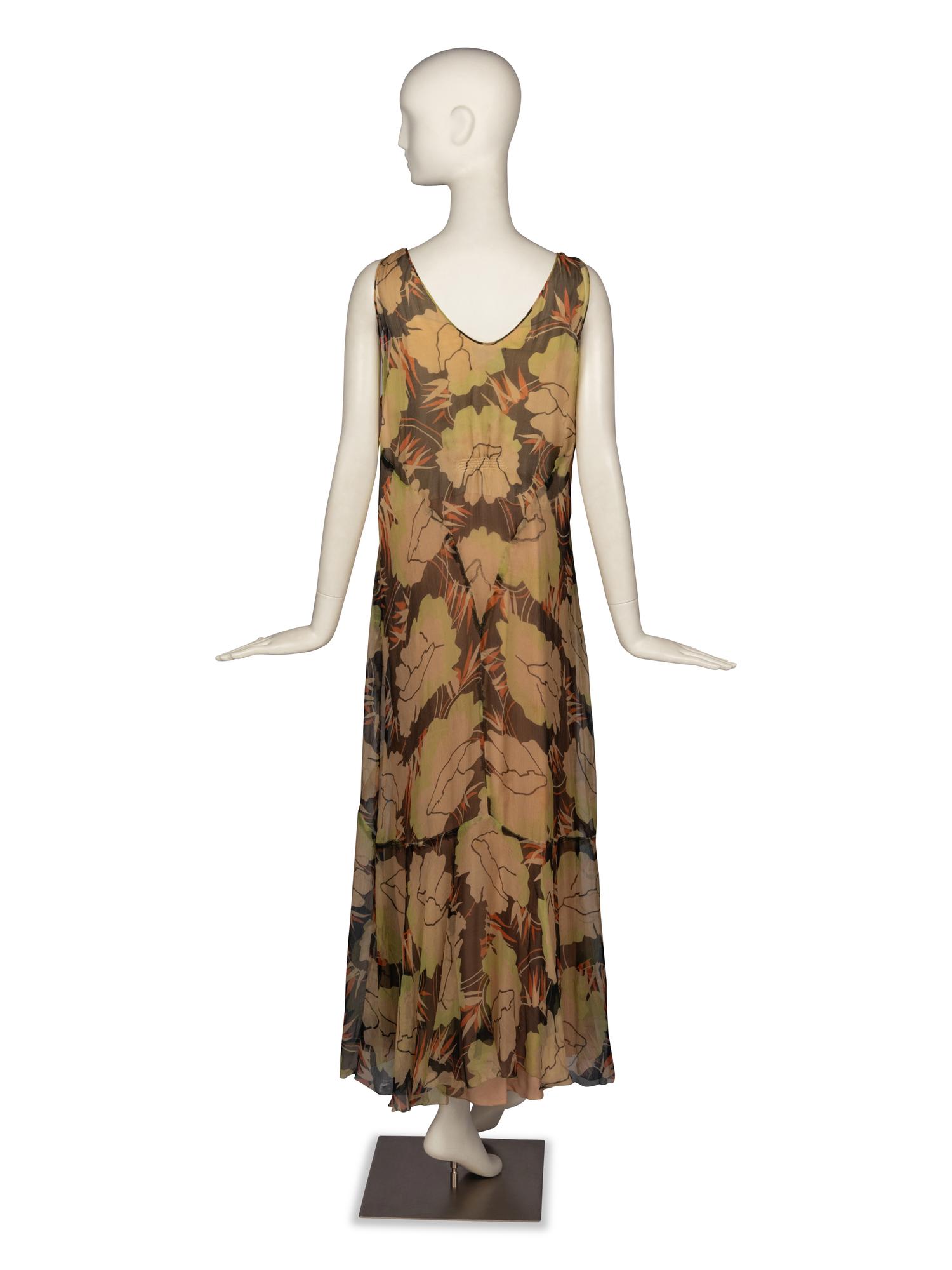 Molyneux Print Chiffon Gown and Cape, 1930s