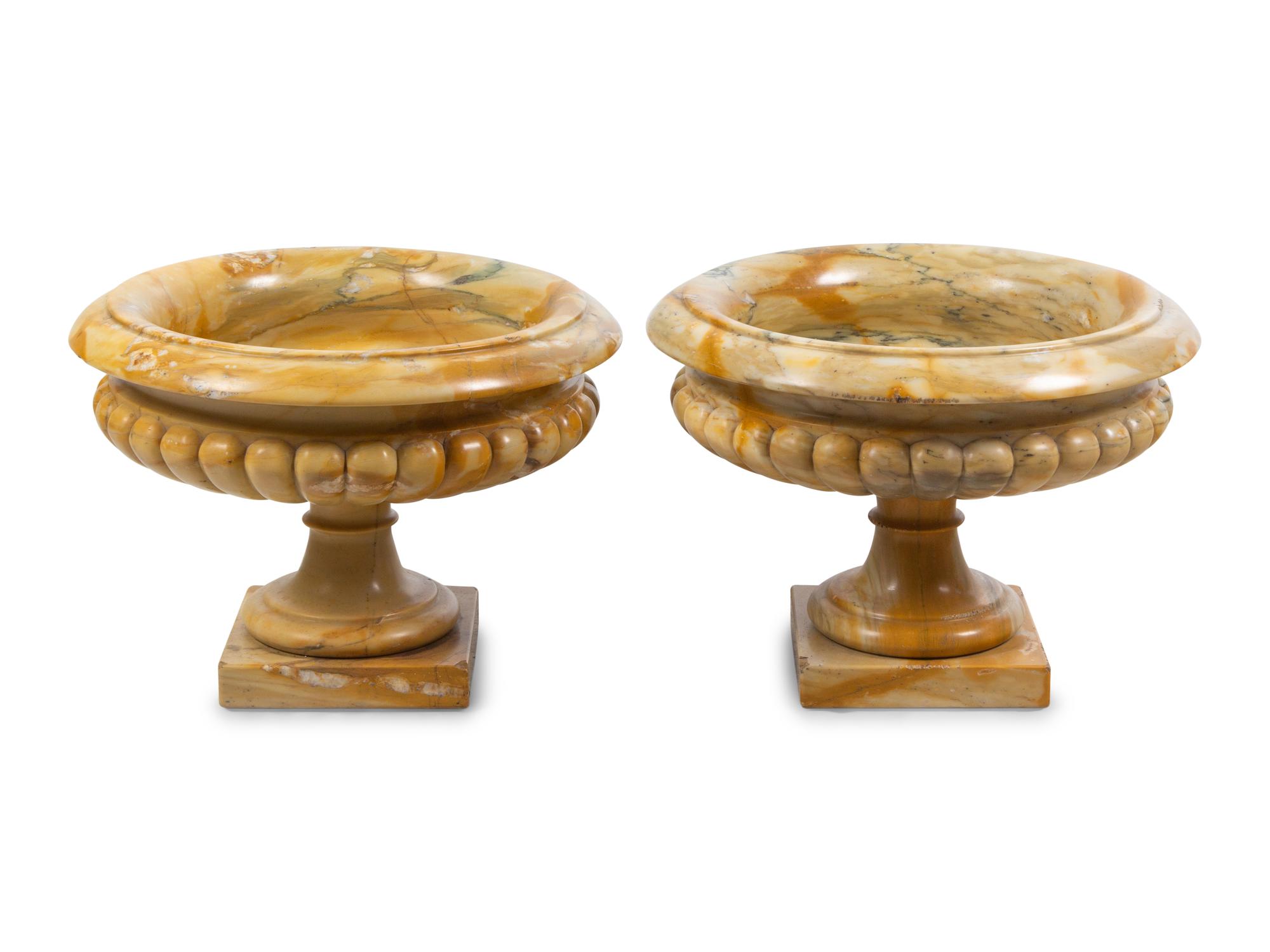 A Pair of Neoclassical Style Marble Urns