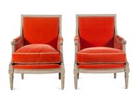 A Pair of Louis XVI Painted Bergères