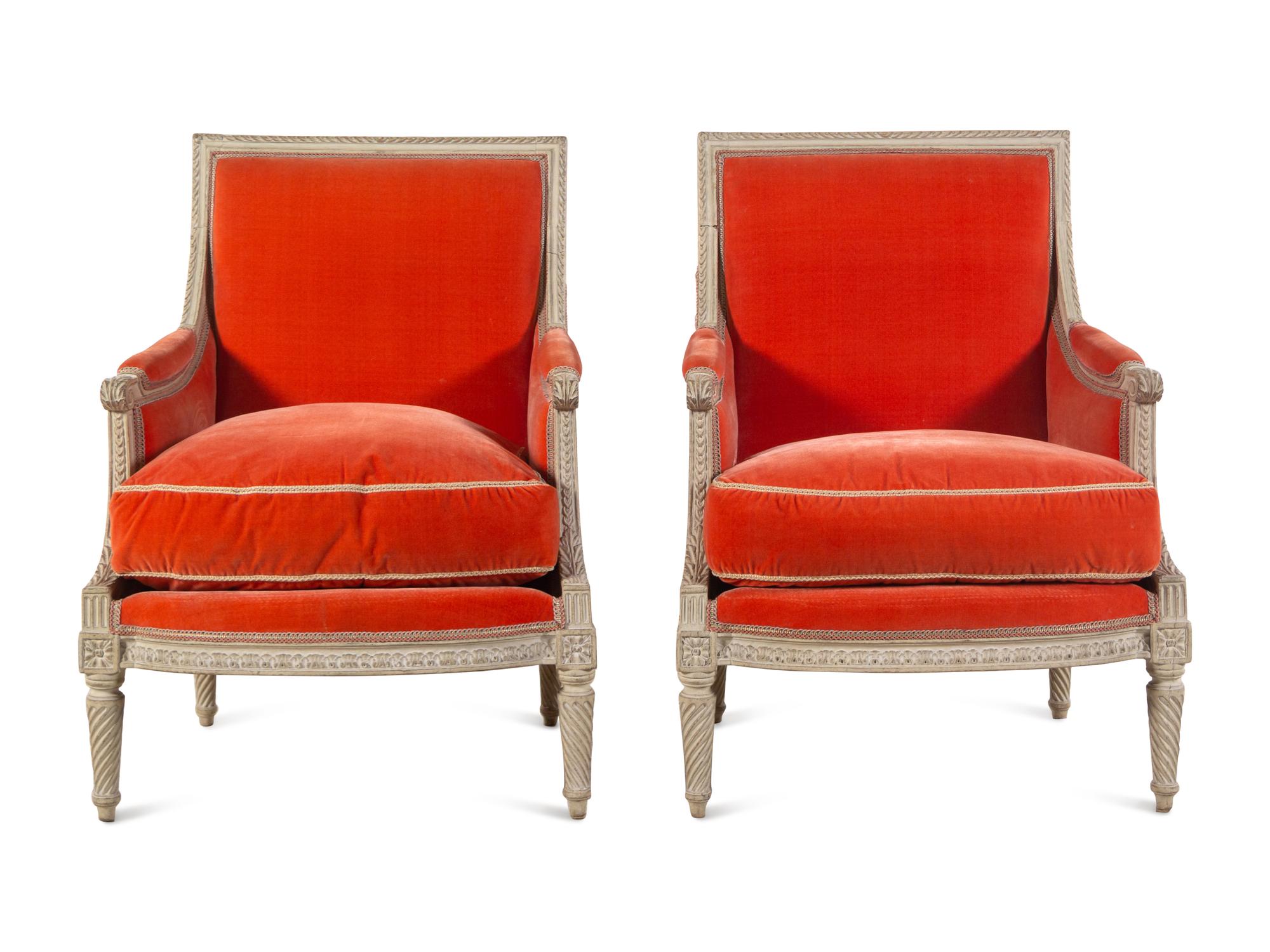 A Pair of Louis XVI Painted Bergères