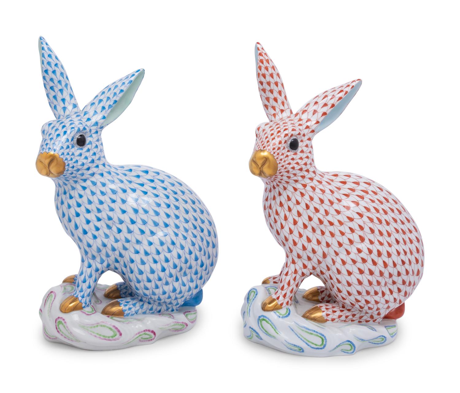 Two Herend Porcelain Rabbits