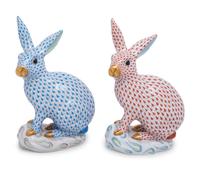 Two Herend Porcelain Rabbits