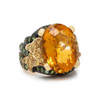 Multigem, Yellow Gold, and Blackened Gold Ring and Pendant Necklace