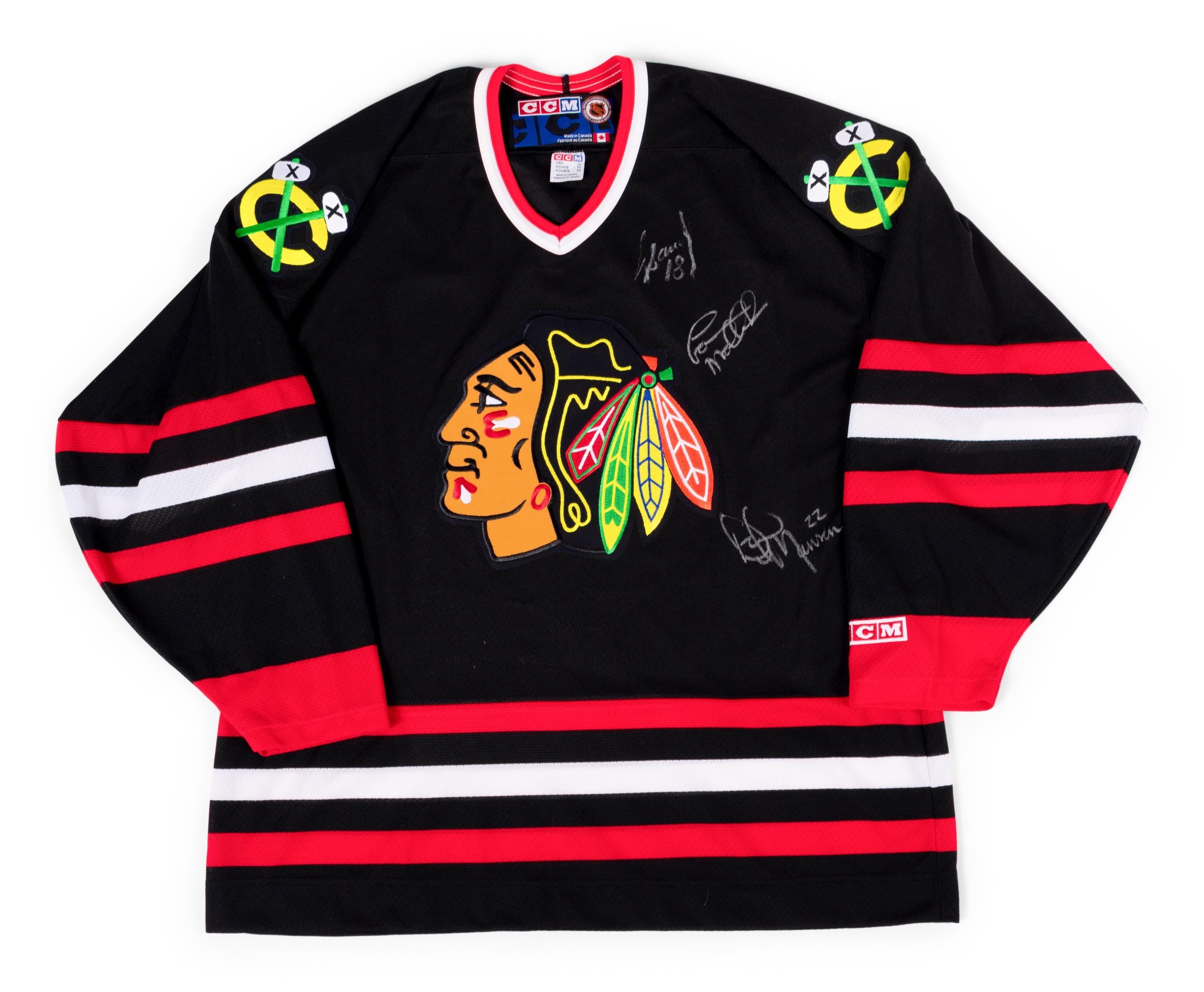 A Group of Chicago Blackhawks Signed Autograph Items (Including Bobby Hull, Stan Mikita and Tony Esposito),