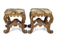 A Pair of Continental Baroque Carved Tabourets
