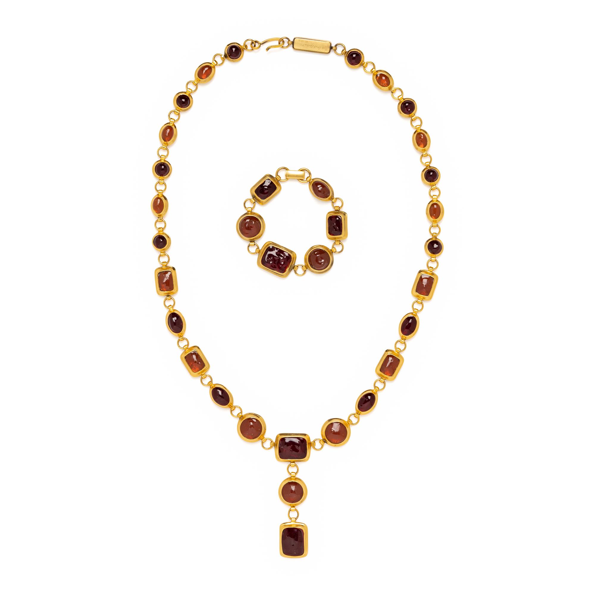 Yves Saint Laurent by Robert Goossens, Sautoir Necklace and Bracelet, 1980's