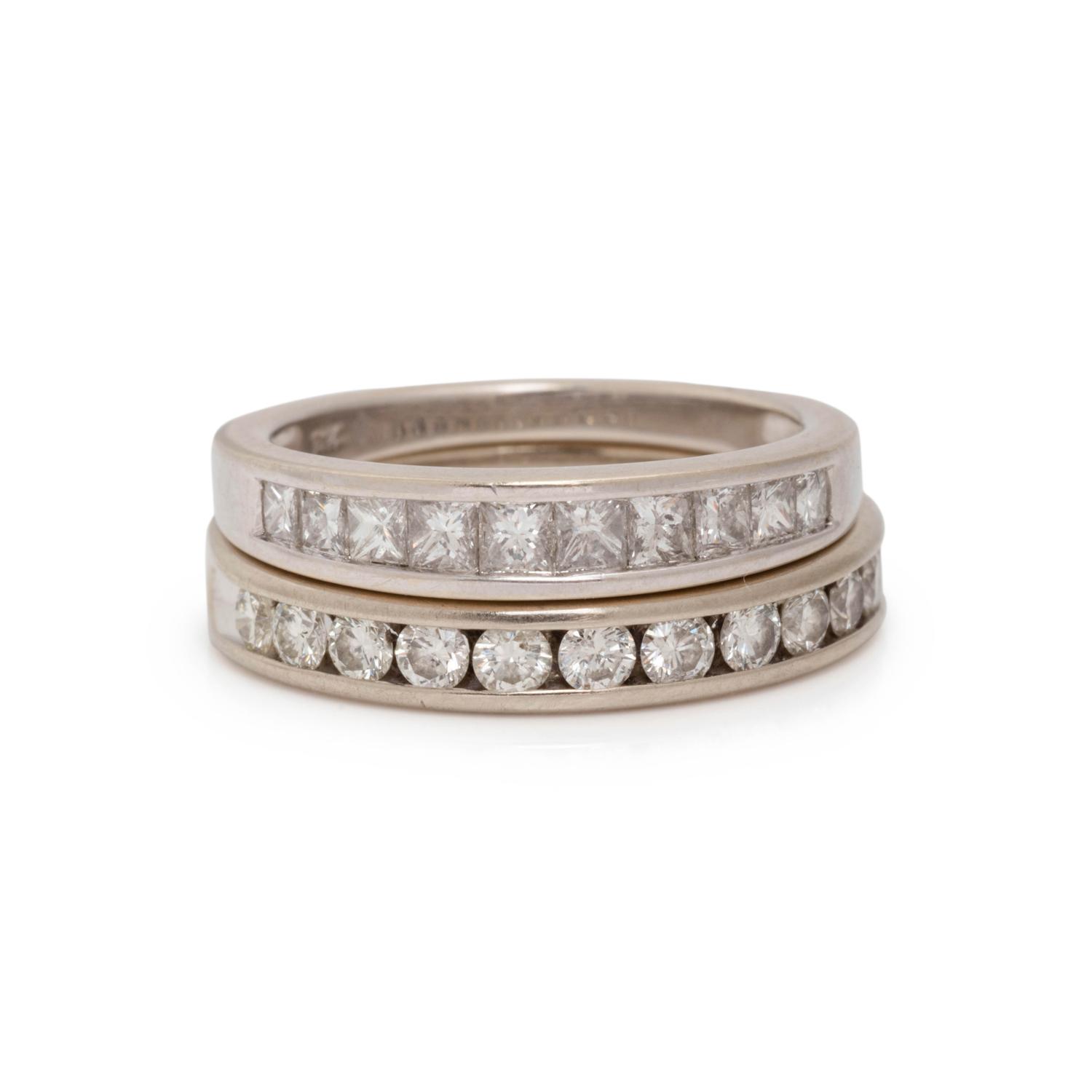 PAIR OF WHITE GOLD AND DIAMOND BANDS