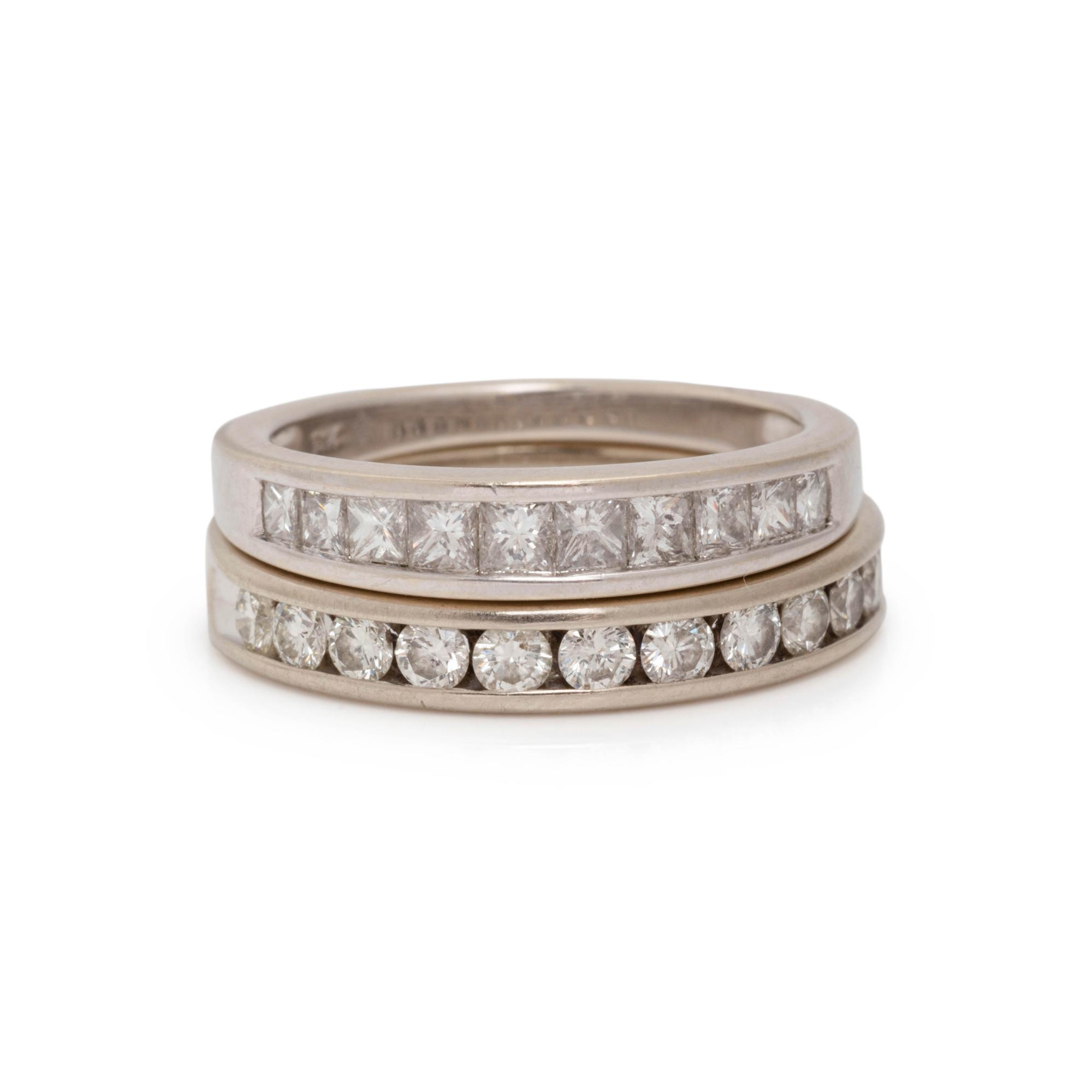 PAIR OF WHITE GOLD AND DIAMOND BANDS