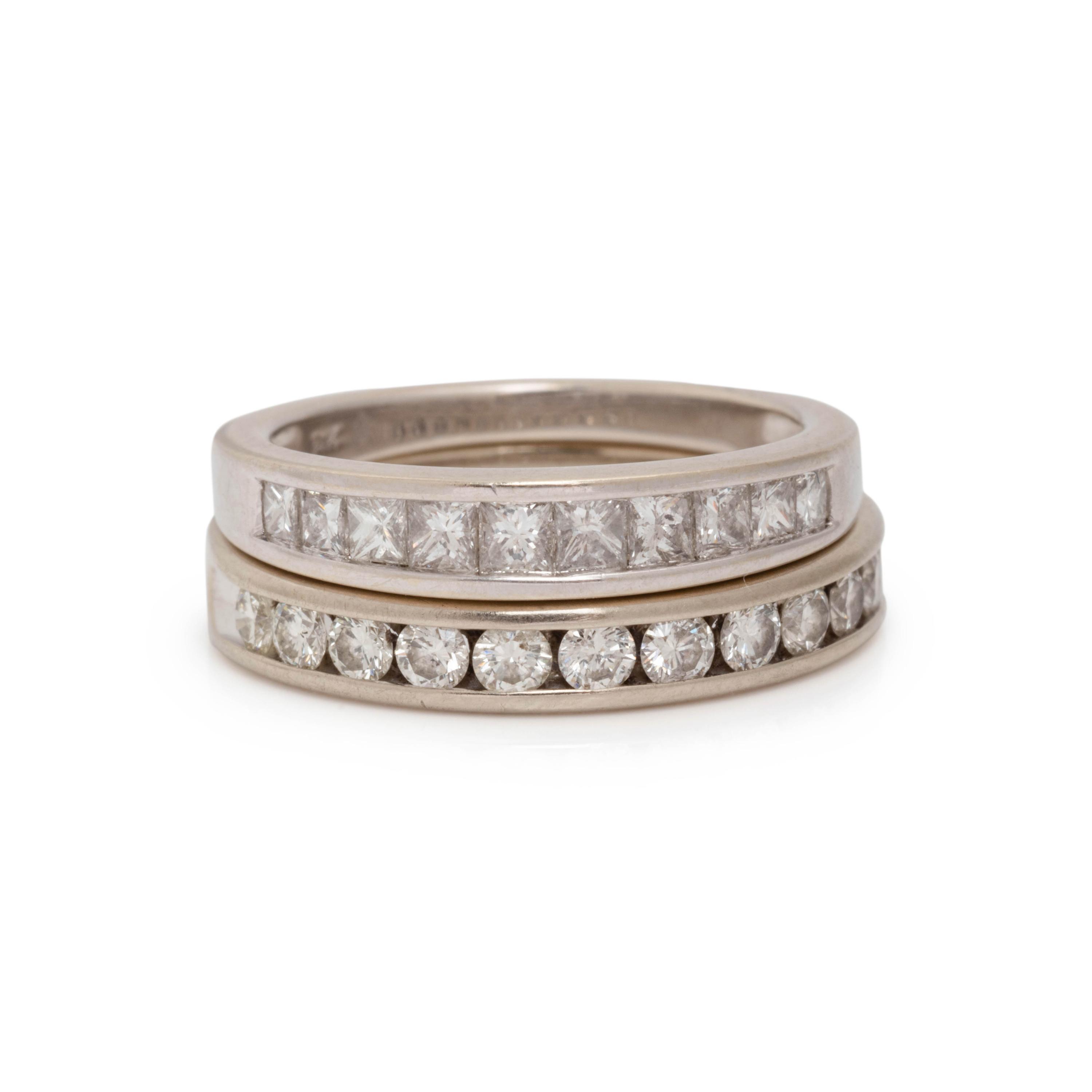 PAIR OF WHITE GOLD AND DIAMOND BANDS