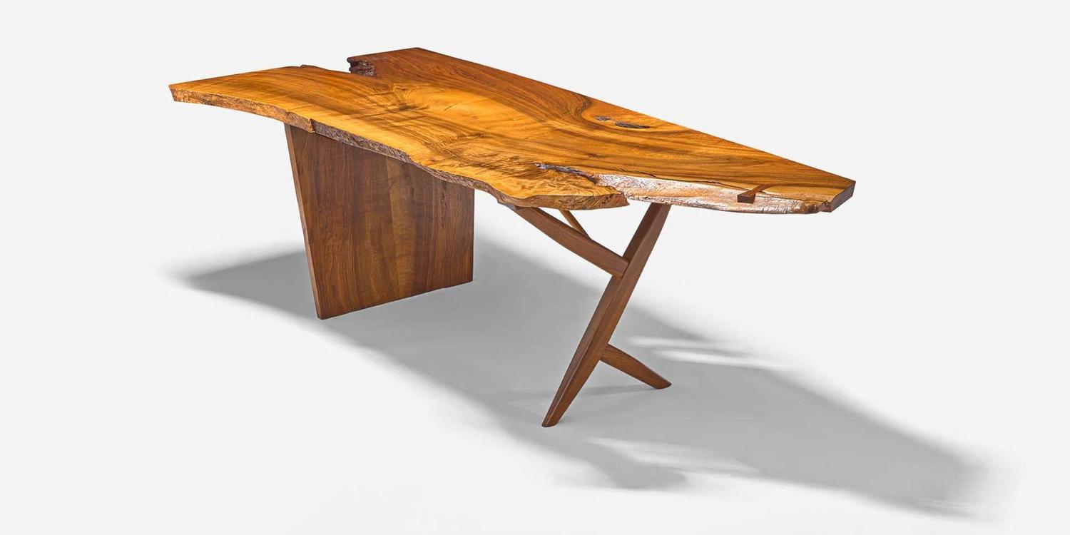 George Nakashima Exceptional English Walnut "Conoid" Desk, New Hope, Pennsylvania, 1972
