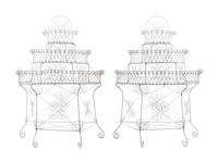 A Pair of White-Painted Metal Plant Stands