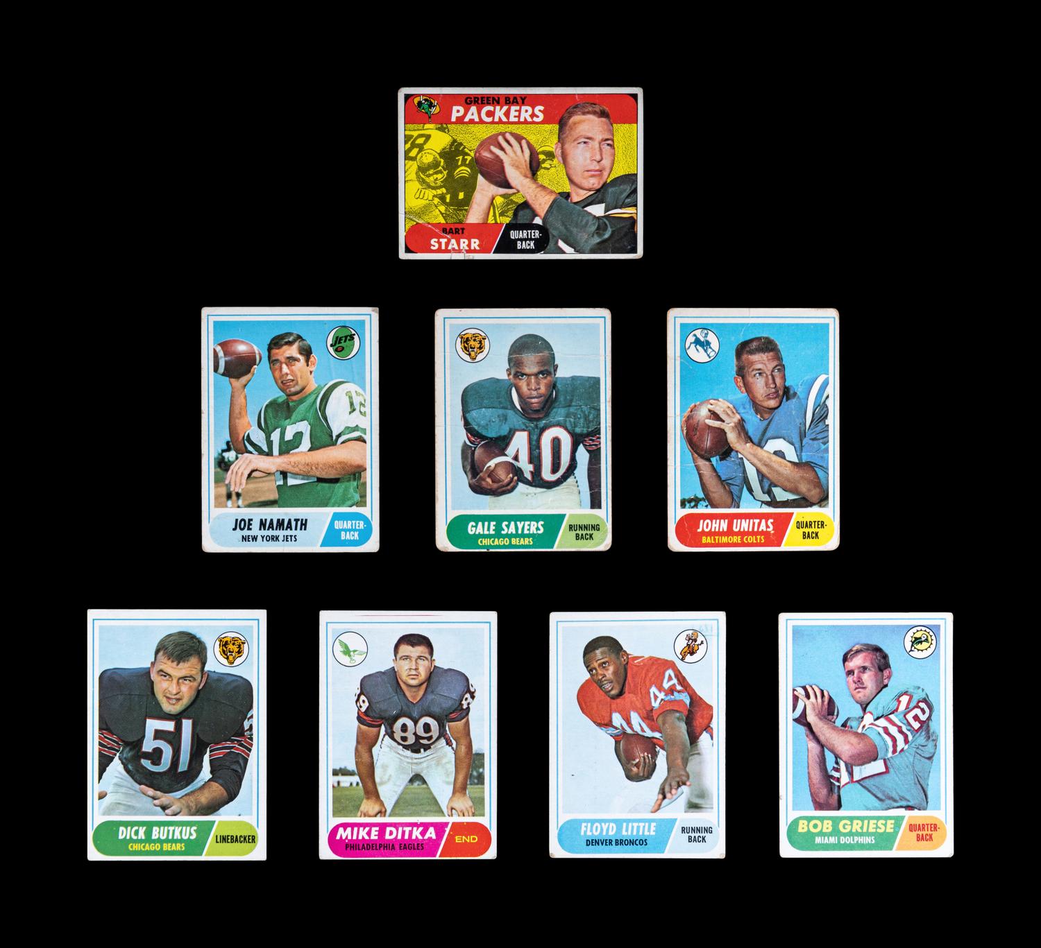 A Partial Set of 1968 Topps Football Cards Including Bob Griese Rookie (169/219),