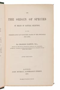 DARWIN, Charles (1809-1882). On the Origin of Species by Means of Natural Selection, or the Preservation of Favoured Races in the Struggle for Life . London: John Murray, 1860.