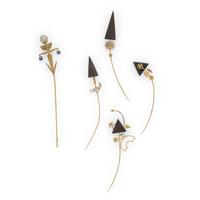 Wendy Ramshaw, Collection of Five Yellow Gold and Multigem Stick Pins