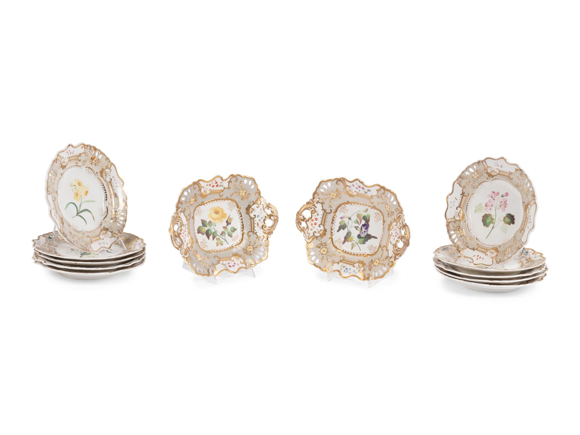 An Assembled English Porcelain Dessert Service