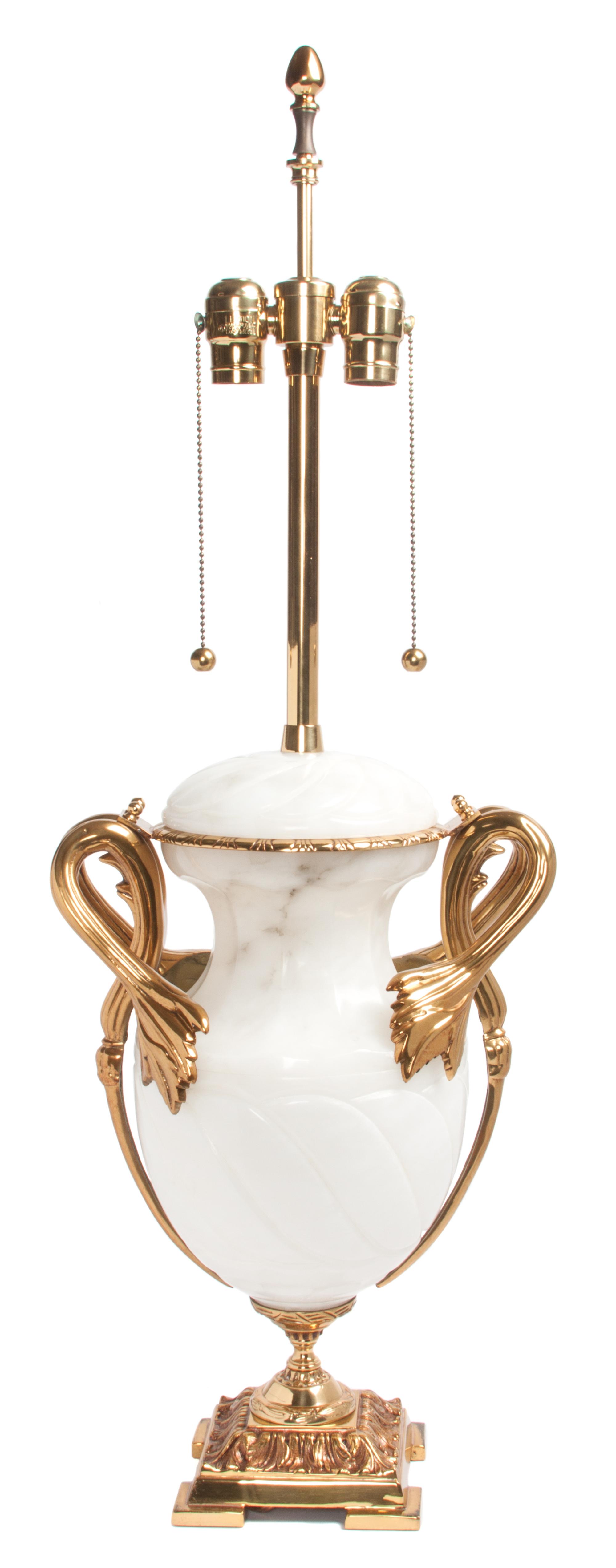 An Onyx and Gilt Metal Lamp Height 18 inches. — SECOND HALF 20TH CENTURY