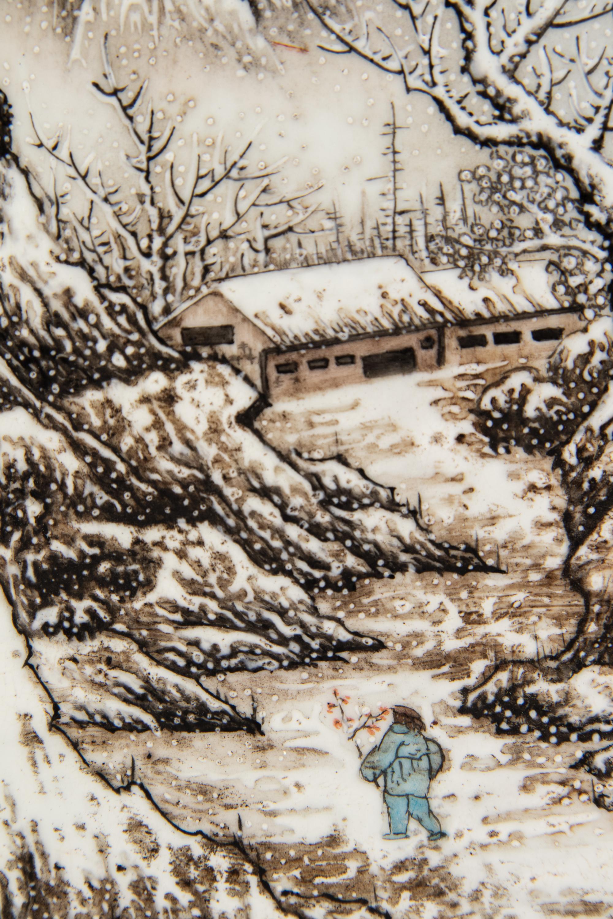 Two Chinese Grisaille Enameled Porcelain Plaques