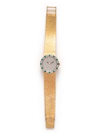 CORUM, 18K YELLOW GOLD, DIAMOND AND EMERALD WATCH