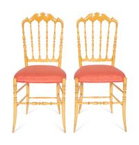 A Pair of Chiavari Chair Company Turned Maple Accent Chairs