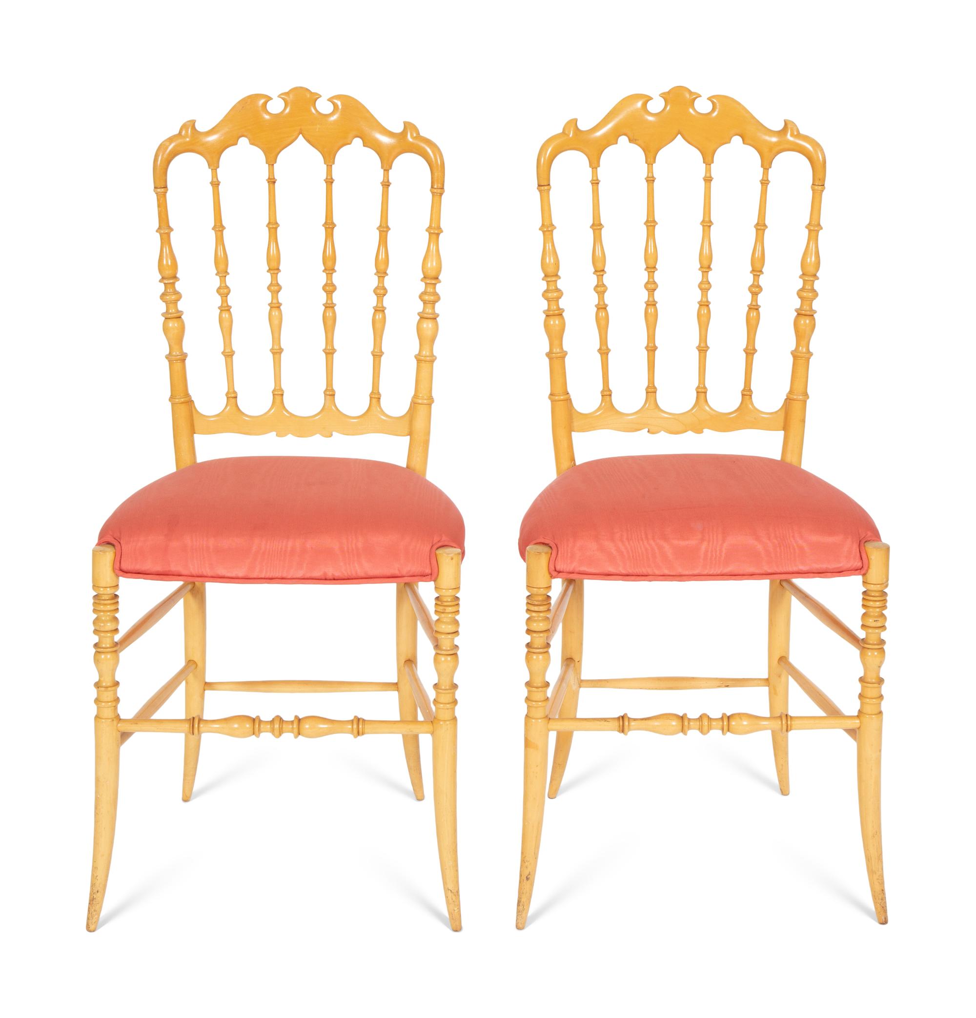 A Pair of Chiavari Chair Company Turned Maple Accent Chairs