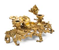 A Large French Rococo Gilt Bronze Ink Stand