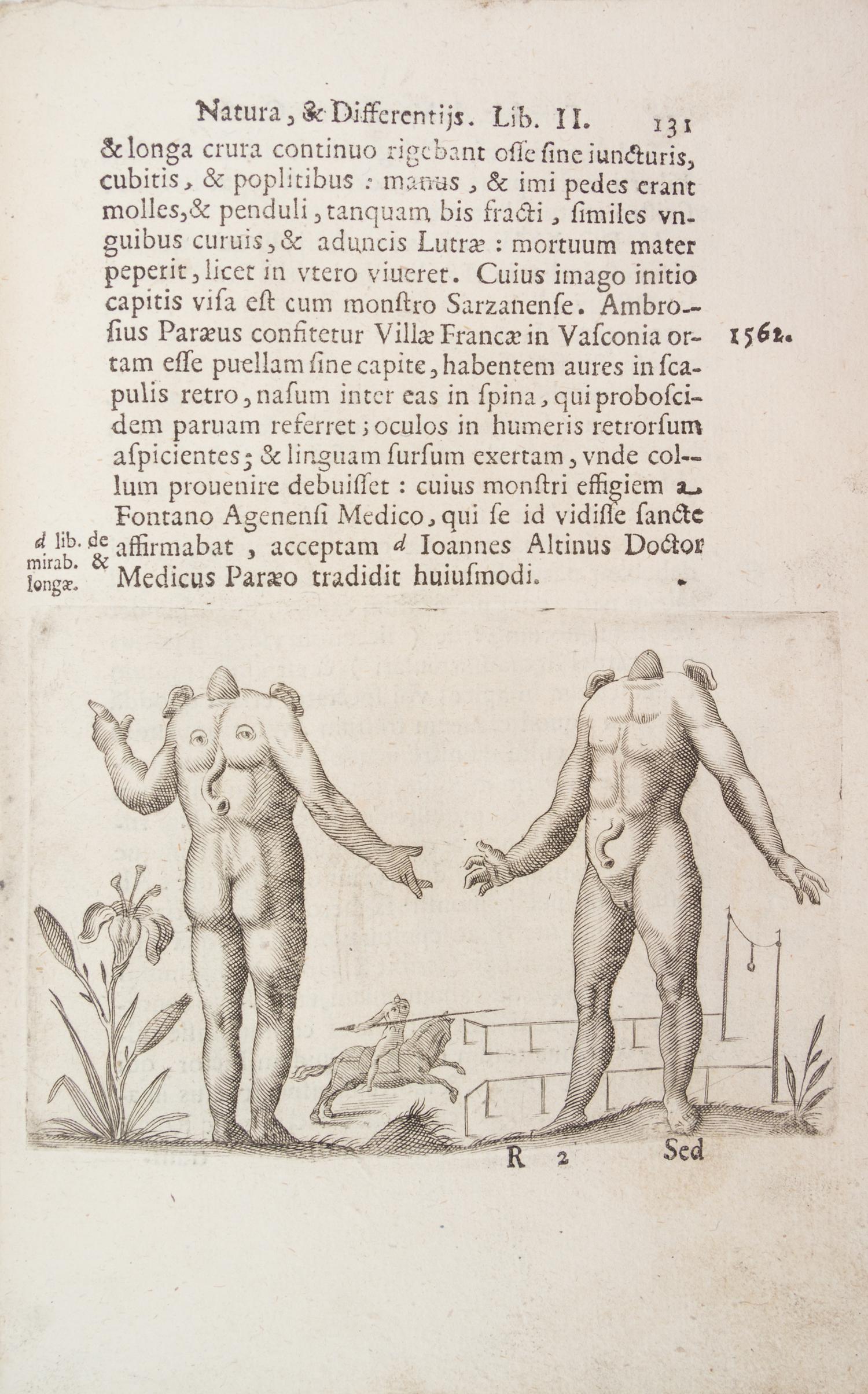 LICETUS, FORTUNIS. De monstrorum natura... Padua, 1634. First illustrated ed. of a work on "monsters" or physical deformities.