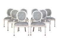 A Set of Eight Contemporary White Painted Dining Chairs