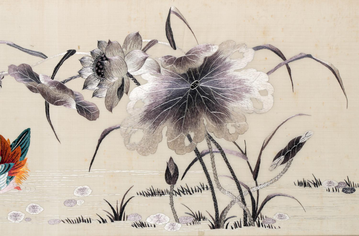 Two Chinese Embroidered Silk Articles