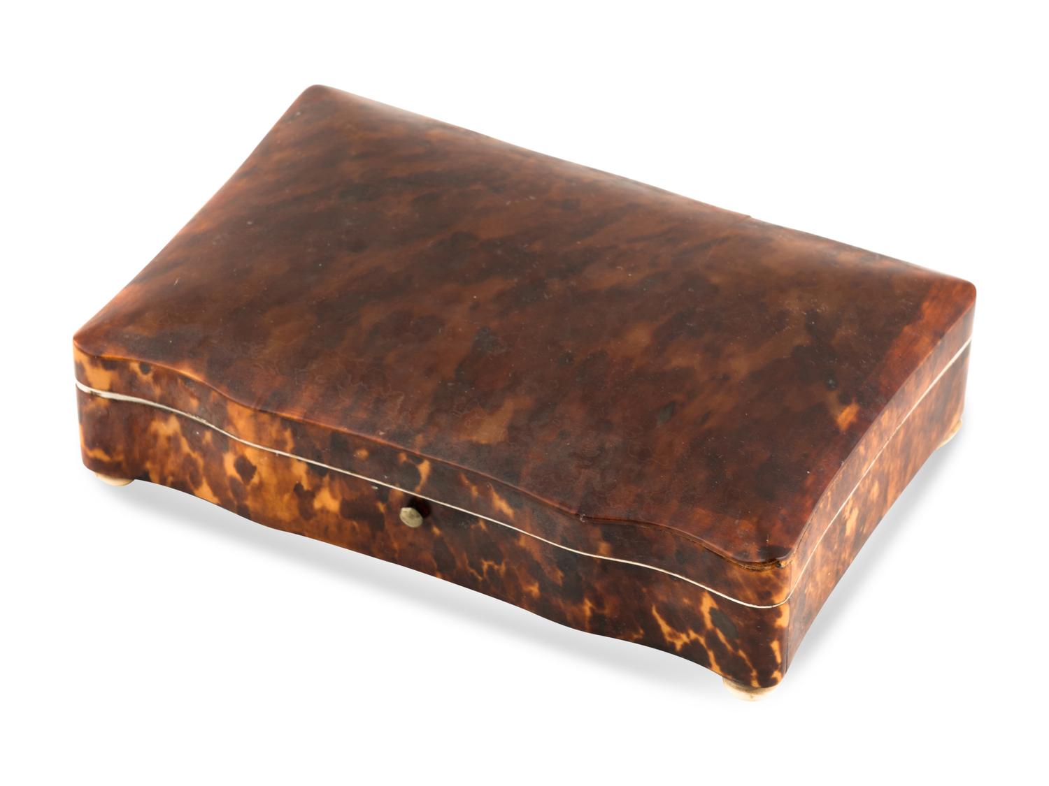 A George III Tortoise Shell Serpentine Dressing Box