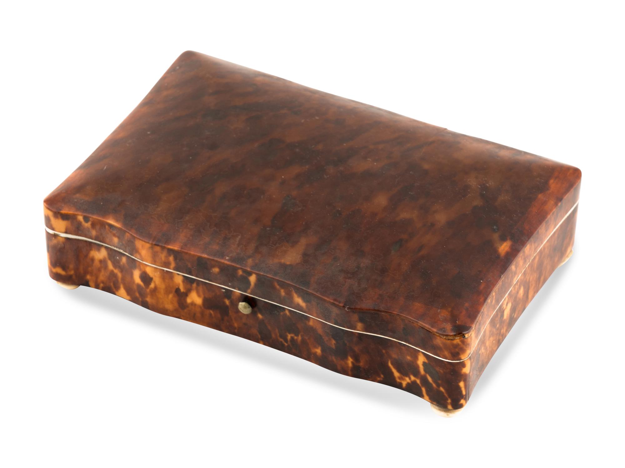 A George III Tortoise Shell Serpentine Dressing Box