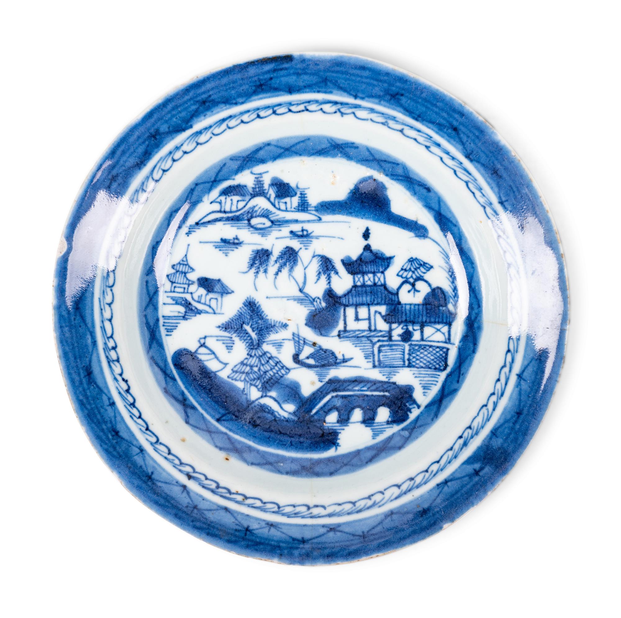 11 Chinese Export Blue and White Porcelain Plates