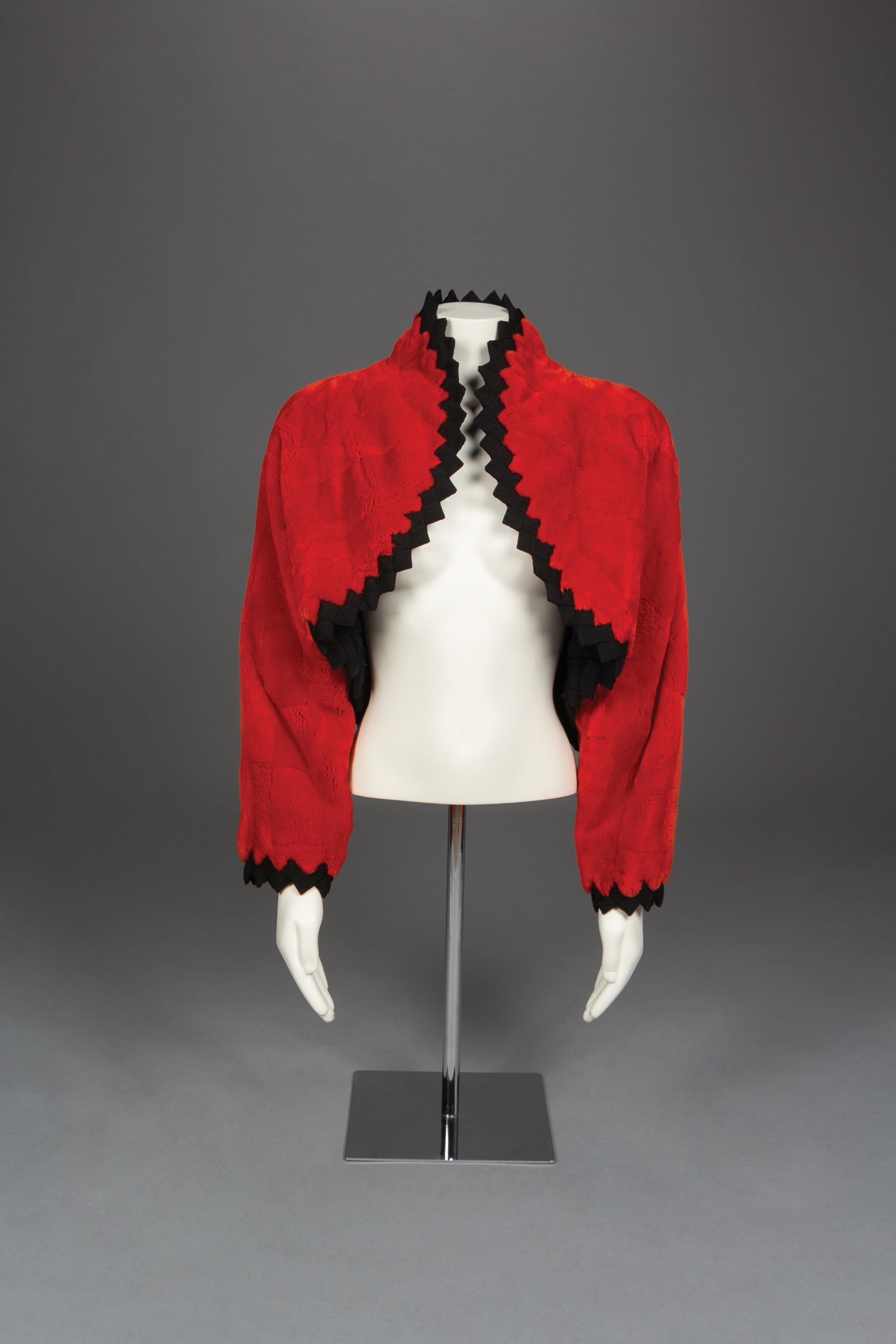 Geoffrey Beene Shirred Vermillion Beaver, Bolero, Fall 1989