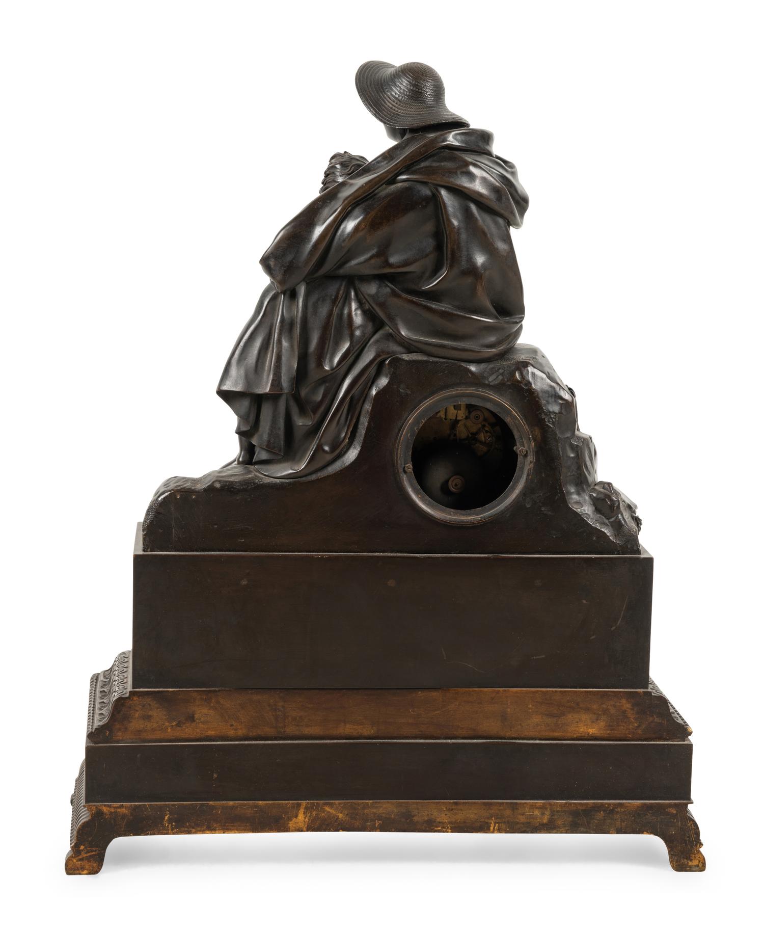 A Louis Philippe Bronze Figural Mantel Clock