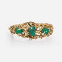 A 14K Yellow Gold, Beryl, and Diamond Bracelet