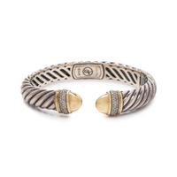 DAVID YURMAN, STERLING SILVER, YELLOW GOLD AND DIAMOND 'CABLE CLASSIC' CUFF BRACELET