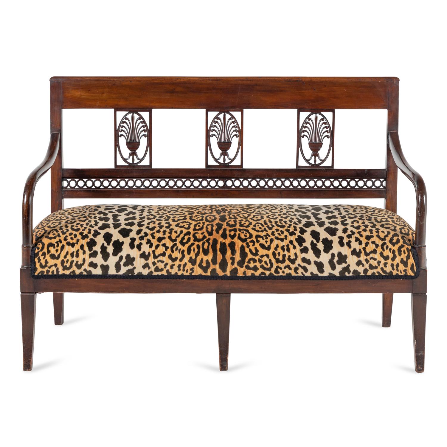 An Italian Neoclassical Walnut Settee