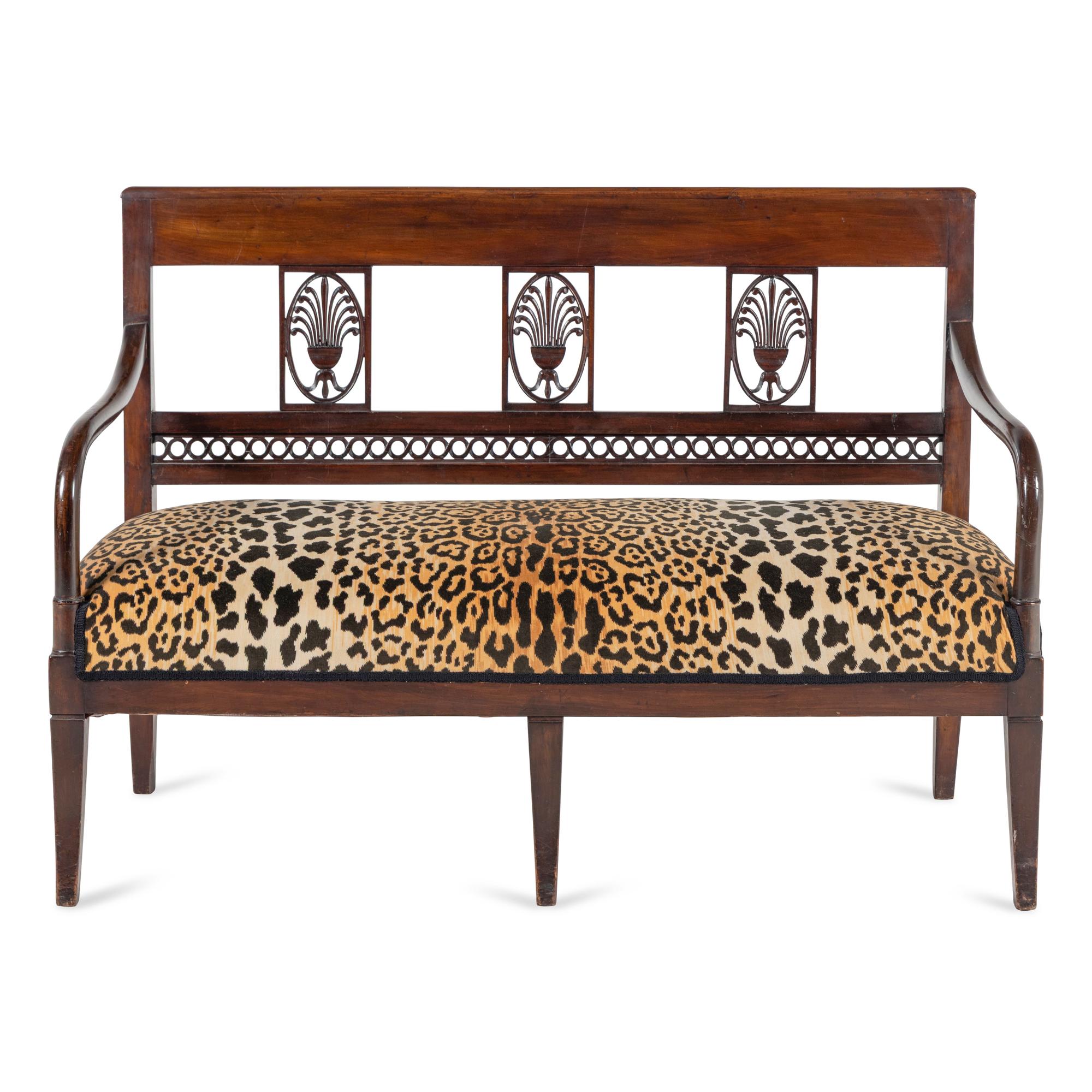 An Italian Neoclassical Walnut Settee