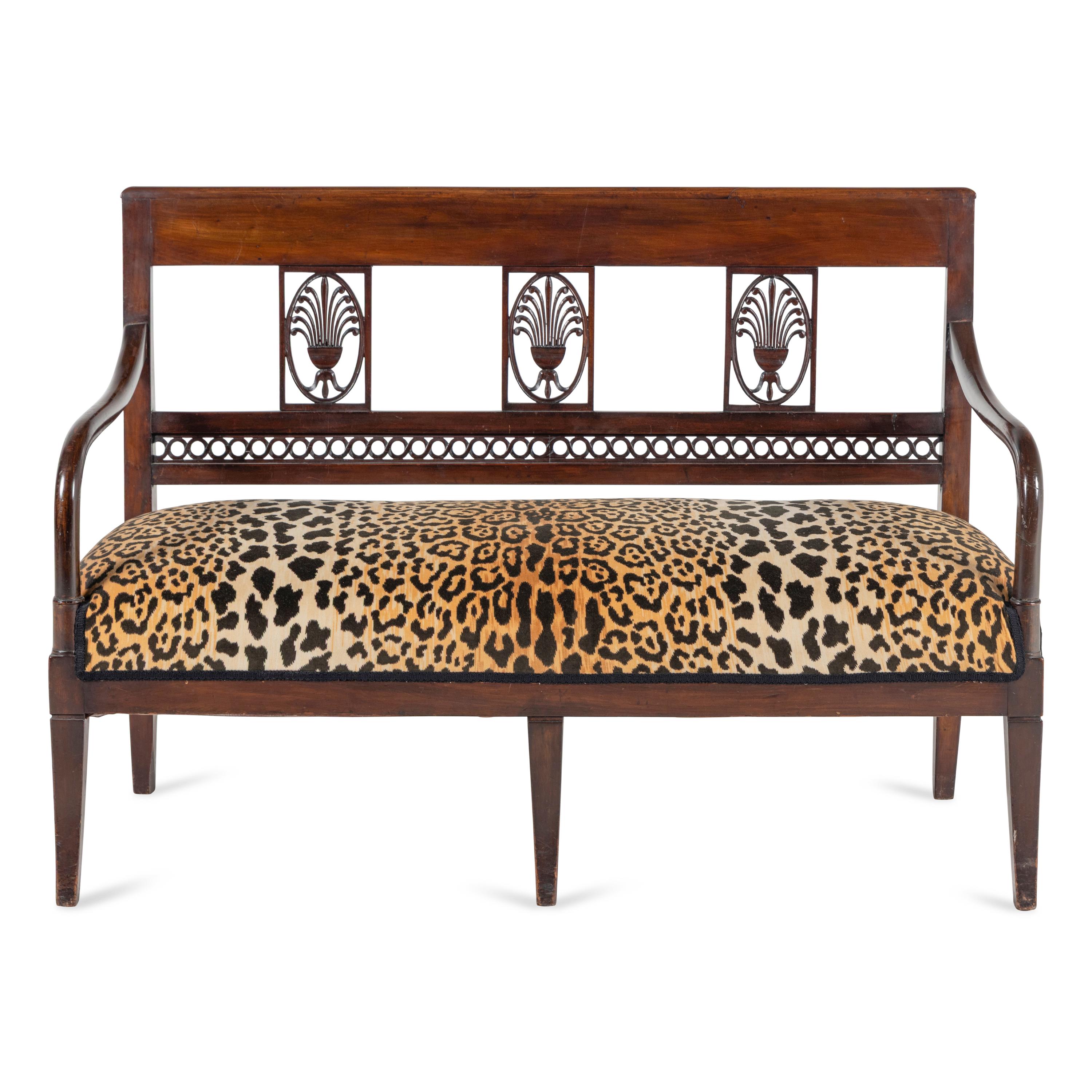 An Italian Neoclassical Walnut Settee