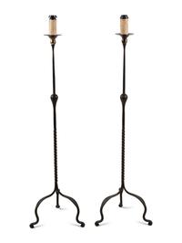 A Pair of Wrought Iron Floor Lamps