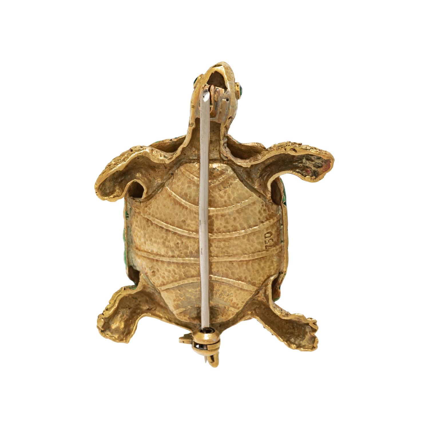 DIAMOND AND ENAMEL TURTLE BROOCH