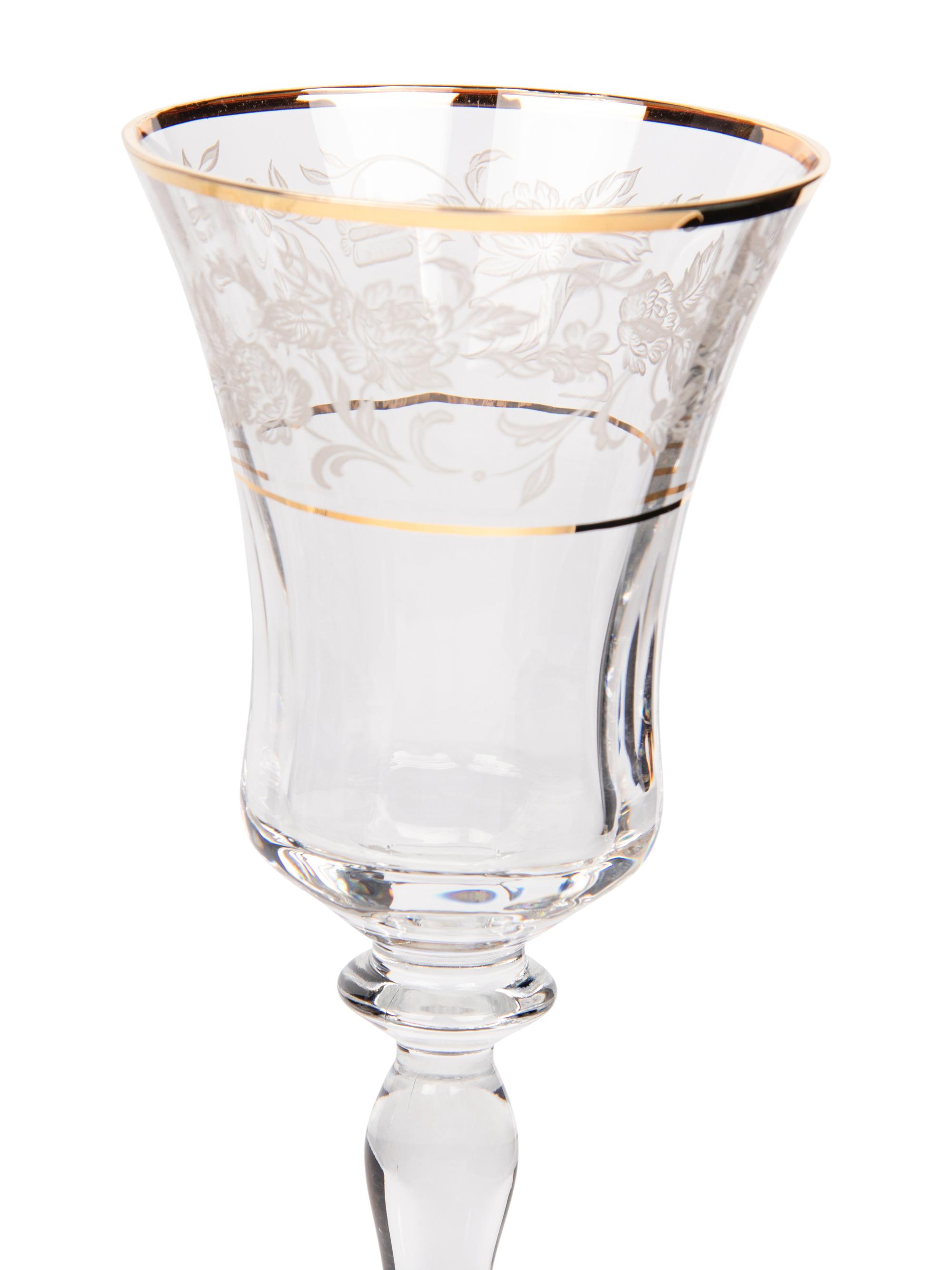 A Gilt Banded and Floral Etched Glass Stemware Service