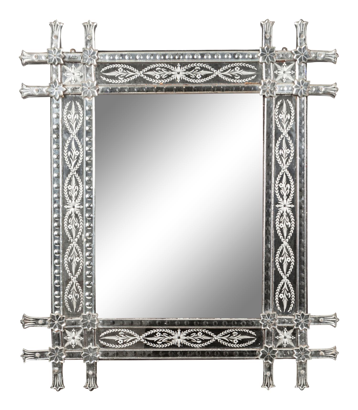 A Venetian Etched Glass Mirror