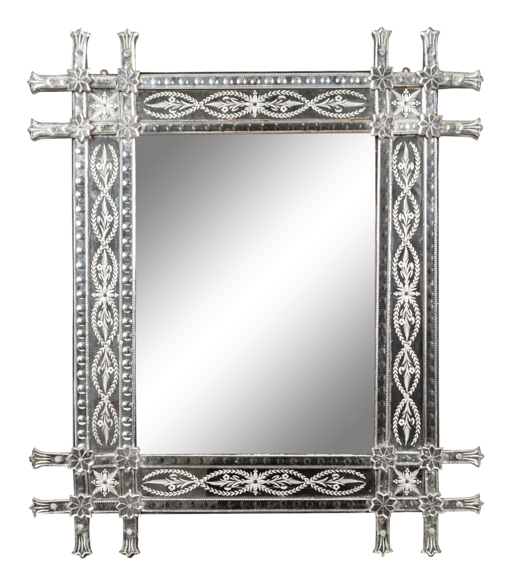 A Venetian Etched Glass Mirror